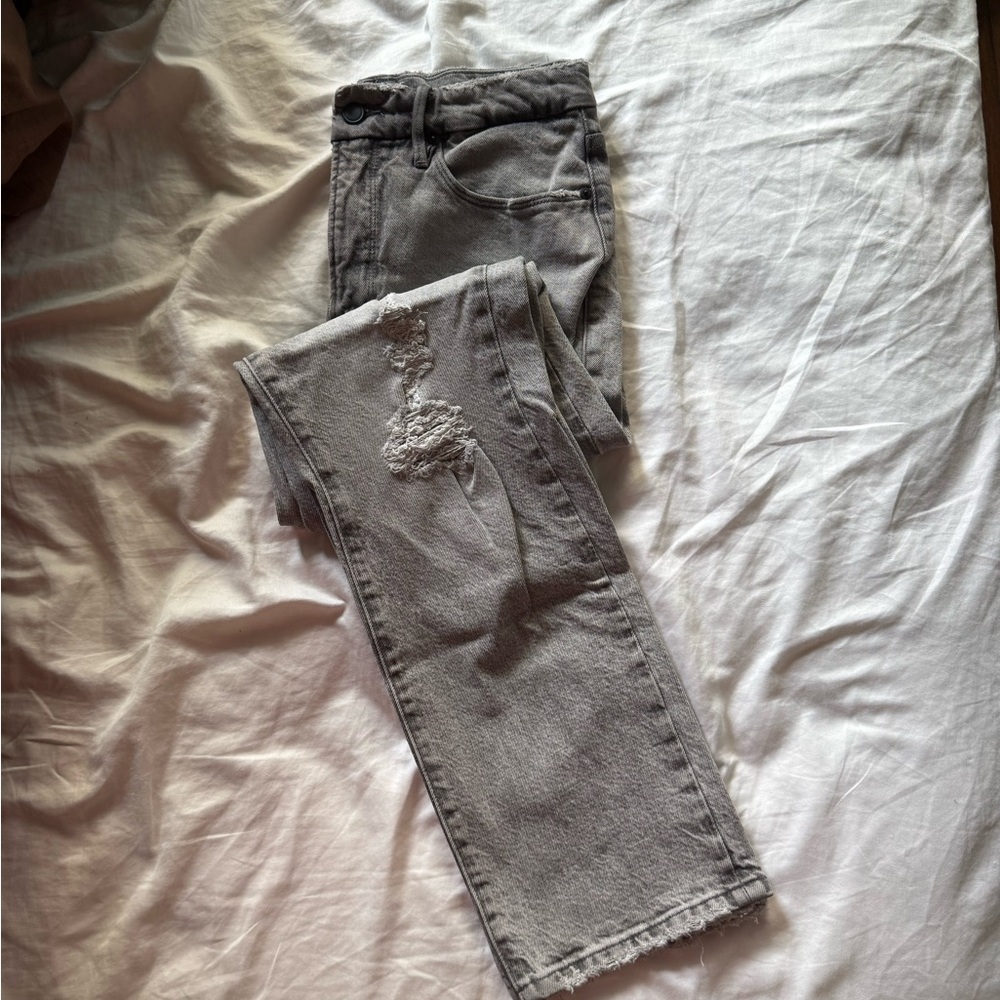 Good America Gray Distressed Jeans